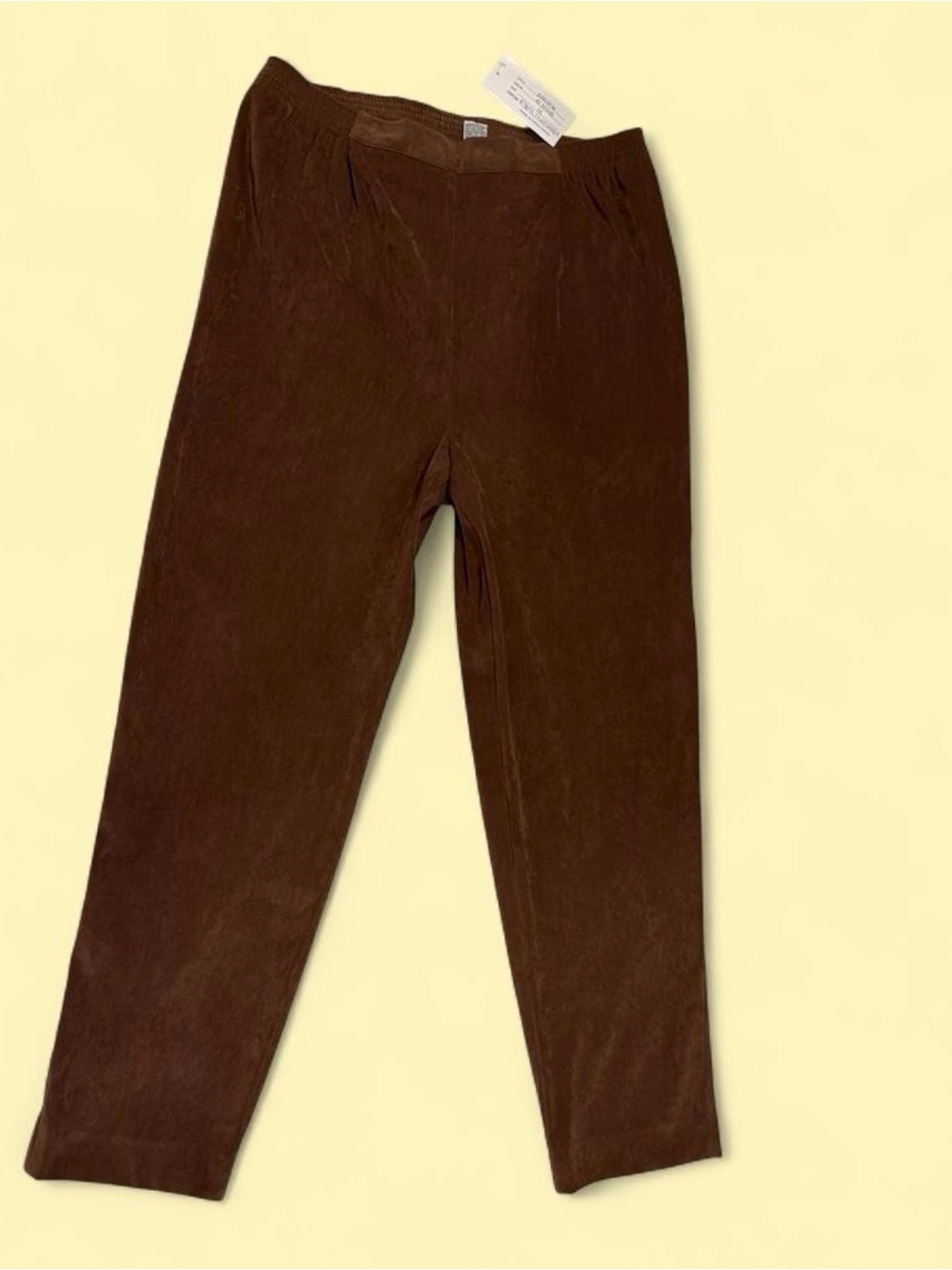 Vintage Appleseed's Brown Faux Suede Pull-On Pants Size 16 Elastic Waist 90s